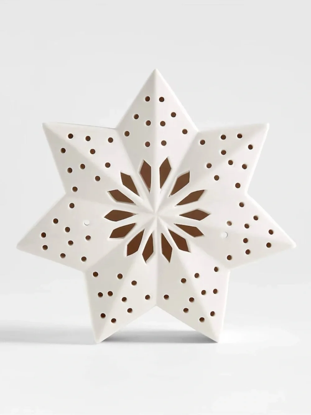 Crate & Barrel Medium LED White Ceramic Snowflake 7in Christmas Decor 684581 NWT